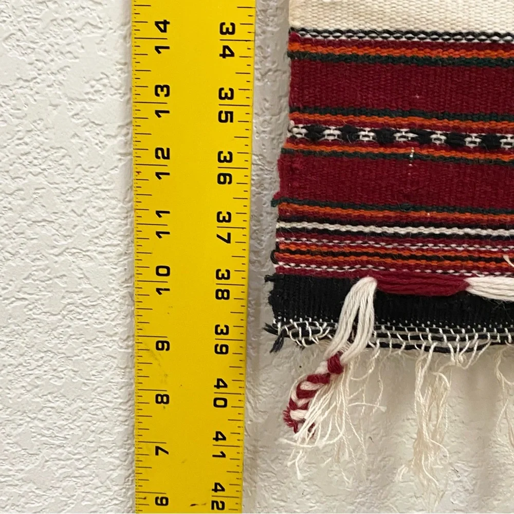 Vintage Boho Bohemian Mexican Wall Tapestry Wool Stripes 39” X 28”